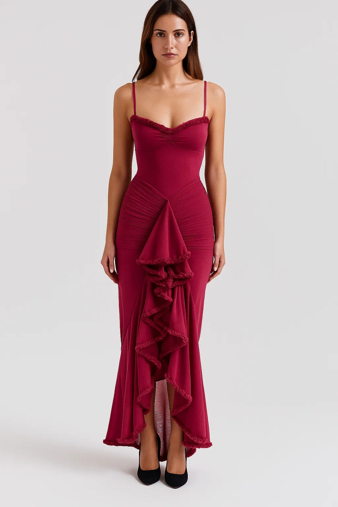 Elegantes Abendkleid | Figurbetont mit Volantdetail – Ausdrucksvolle Eleganz