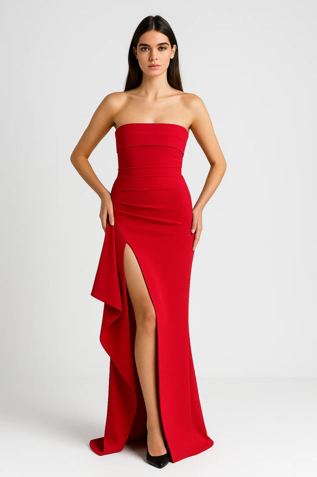 Schulterfreies Abendkleid – Elegante Silhouette mit verführerischem Schlitz