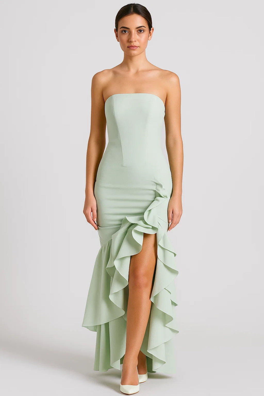 Elegantes Abendkleid | Schulterfrei mit Volants – Für einen Glamourösen Auftritt