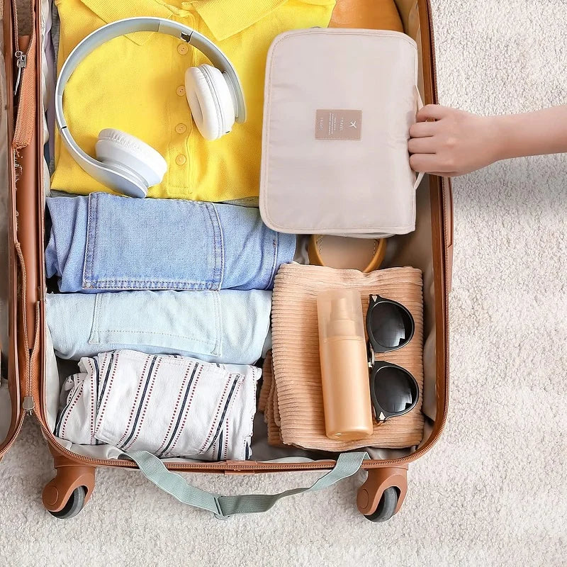 Praktischer Aufhängbarer Kulturbeutel – 6 Fächer & Feuchtigkeitsfach