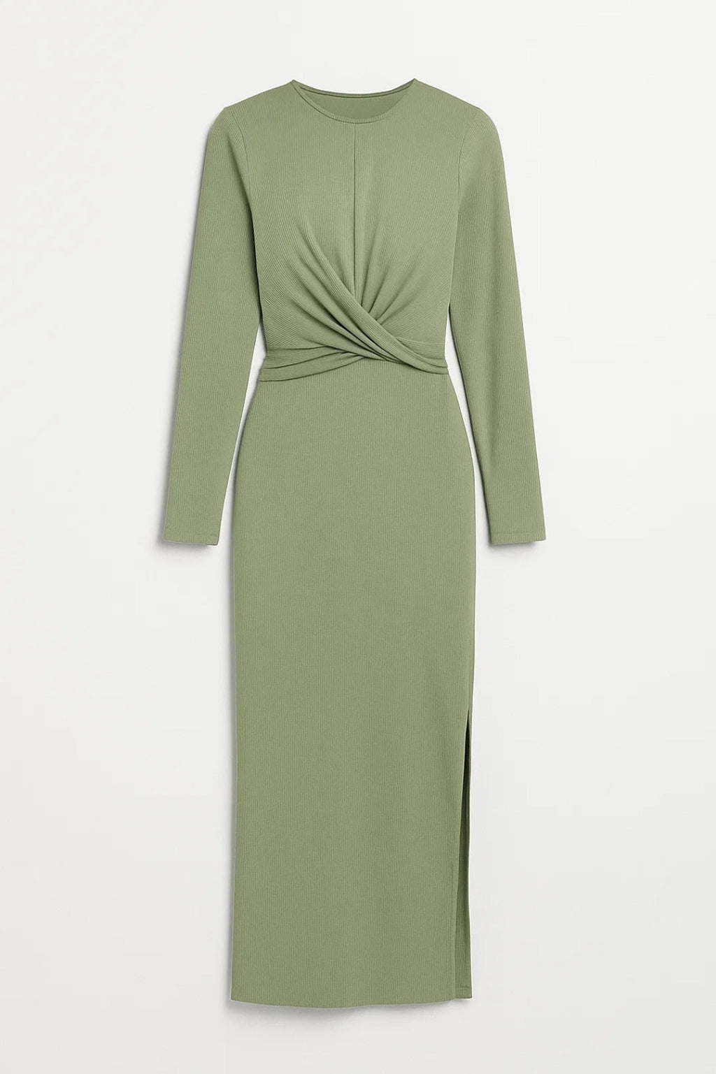 Elegantes Langarmkleid mit Drapierung – Klassischer Stil für besondere Anlässe