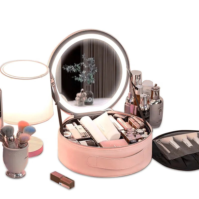 LED Kosmetiktasche – Groß, Beleuchteter Spiegel, Tragbar