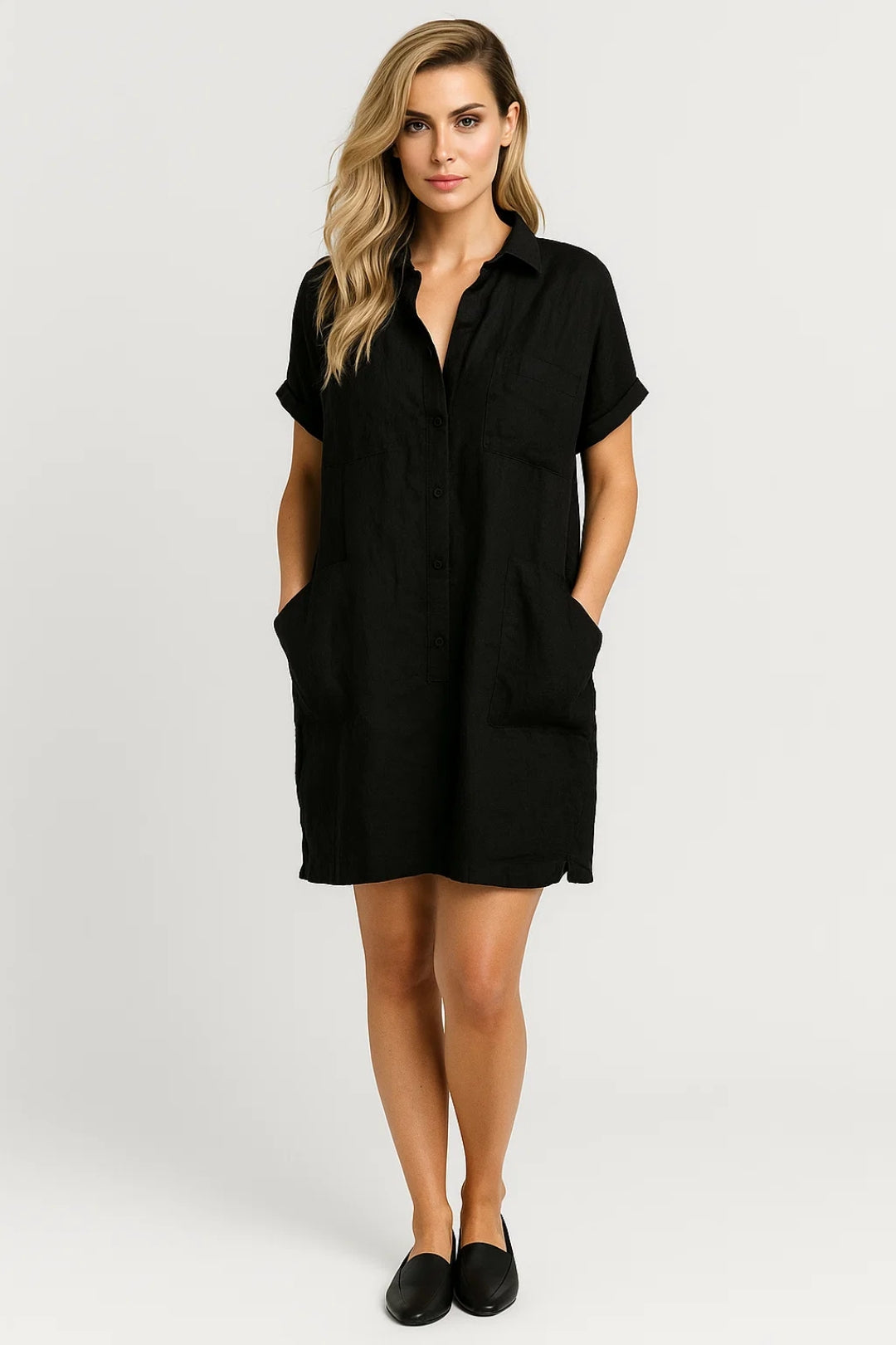 Elegantes Kurzarm Hemdkleid – Mühelos lässig für jeden Anlass