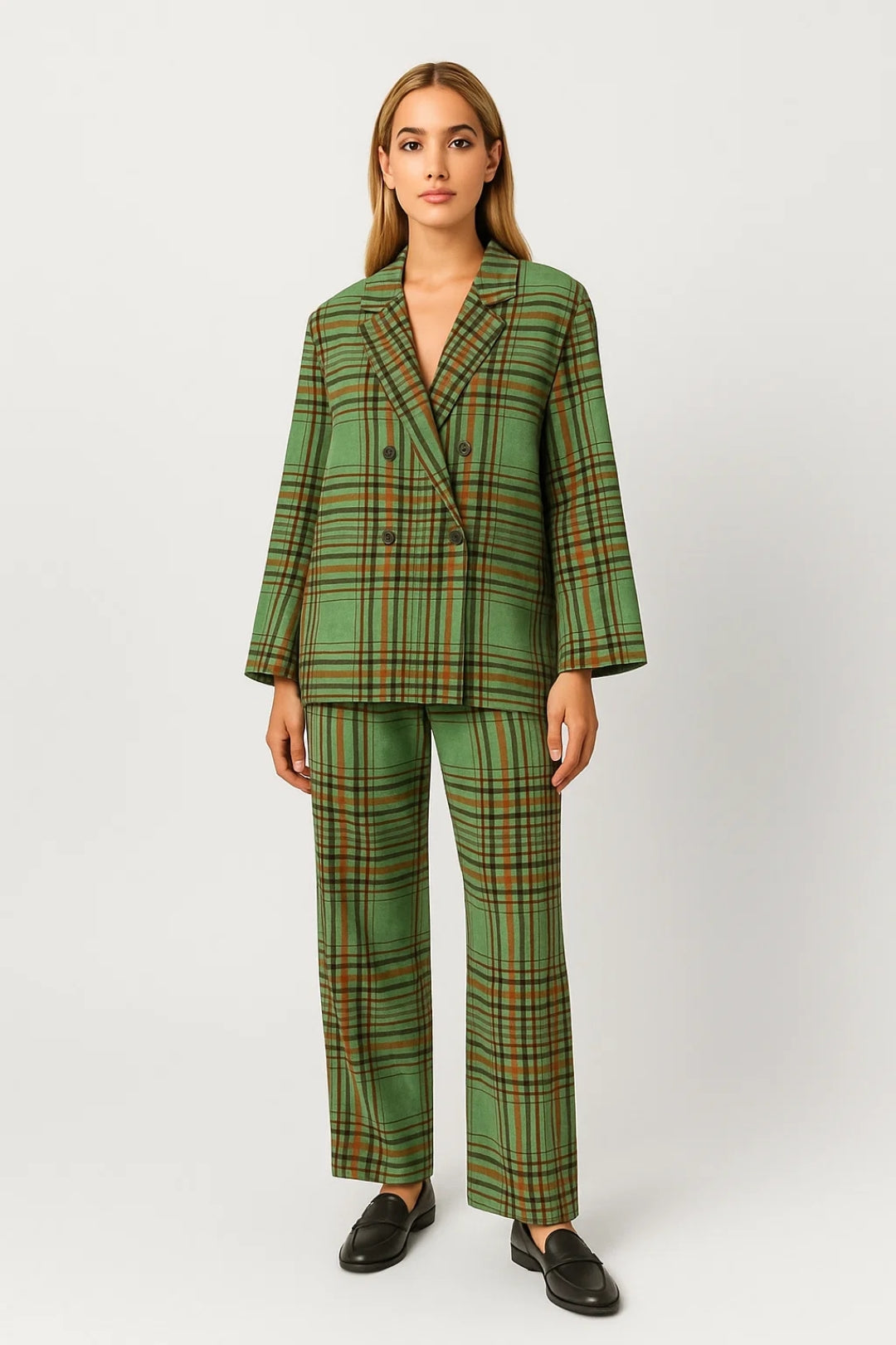 Elegantes Karierter Blazer-Set | Weiter Schnitt für Ausdrucksstarke Looks