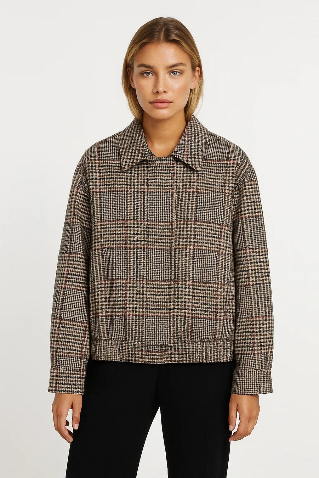 Karo-Jacke – Klassische Eleganz mit Geradem Schnitt und Kragen