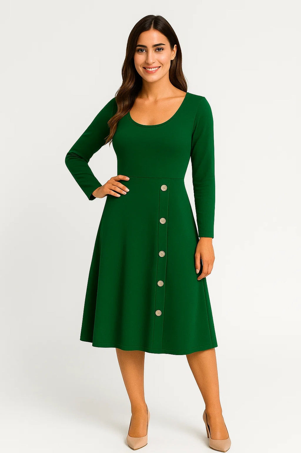 Elegantes Langarmkleid | Knopfleiste für mühelosen Stil