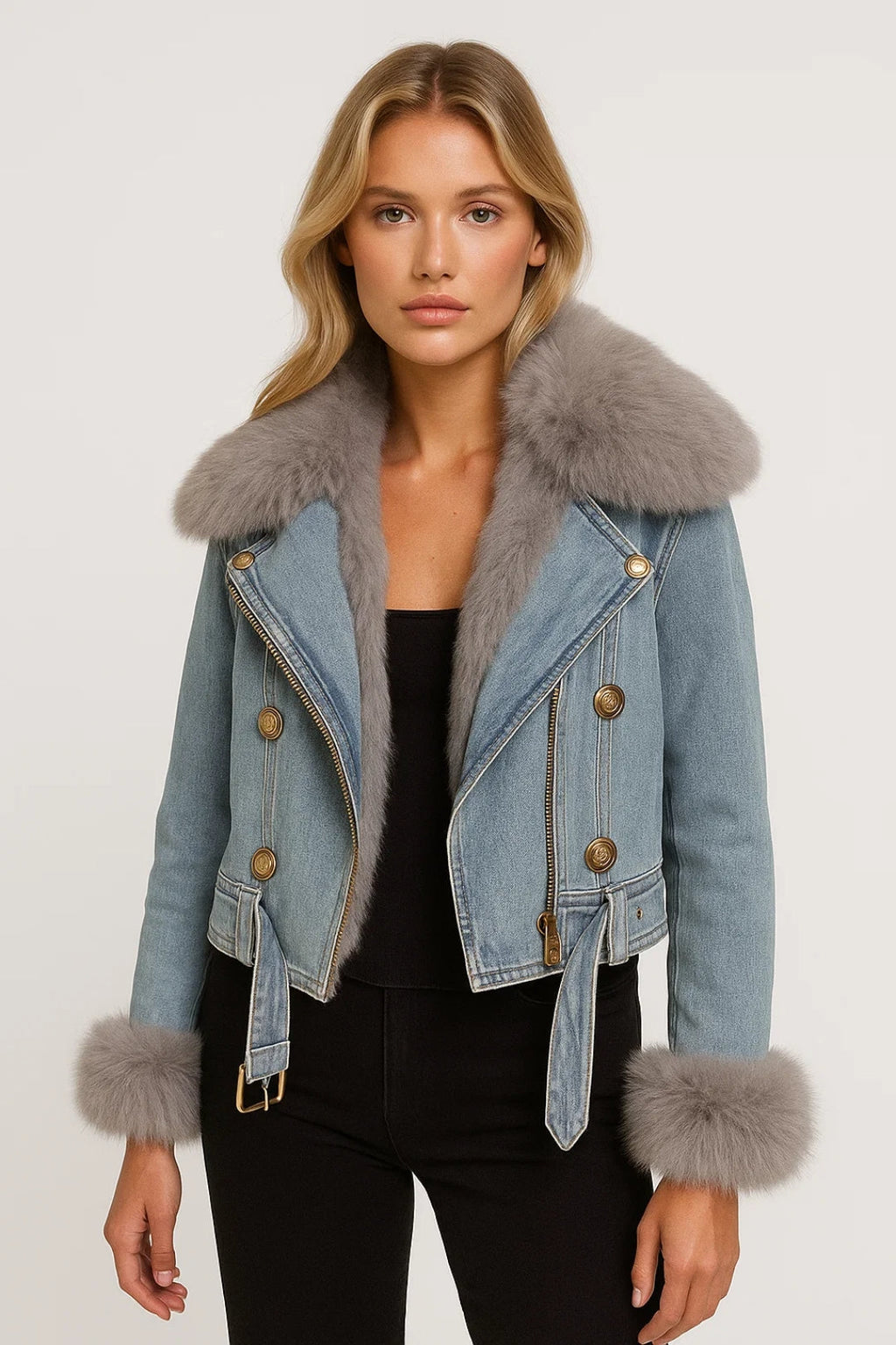 Stilvolle Kurze Jacke | Gemütlicher Kunstpelzbesatz für Eleganz