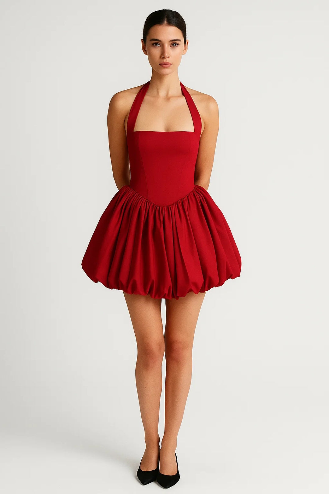 Elegantes Neckholder-Kleid – Gemütlicher Ballonrock für jeden Anlass