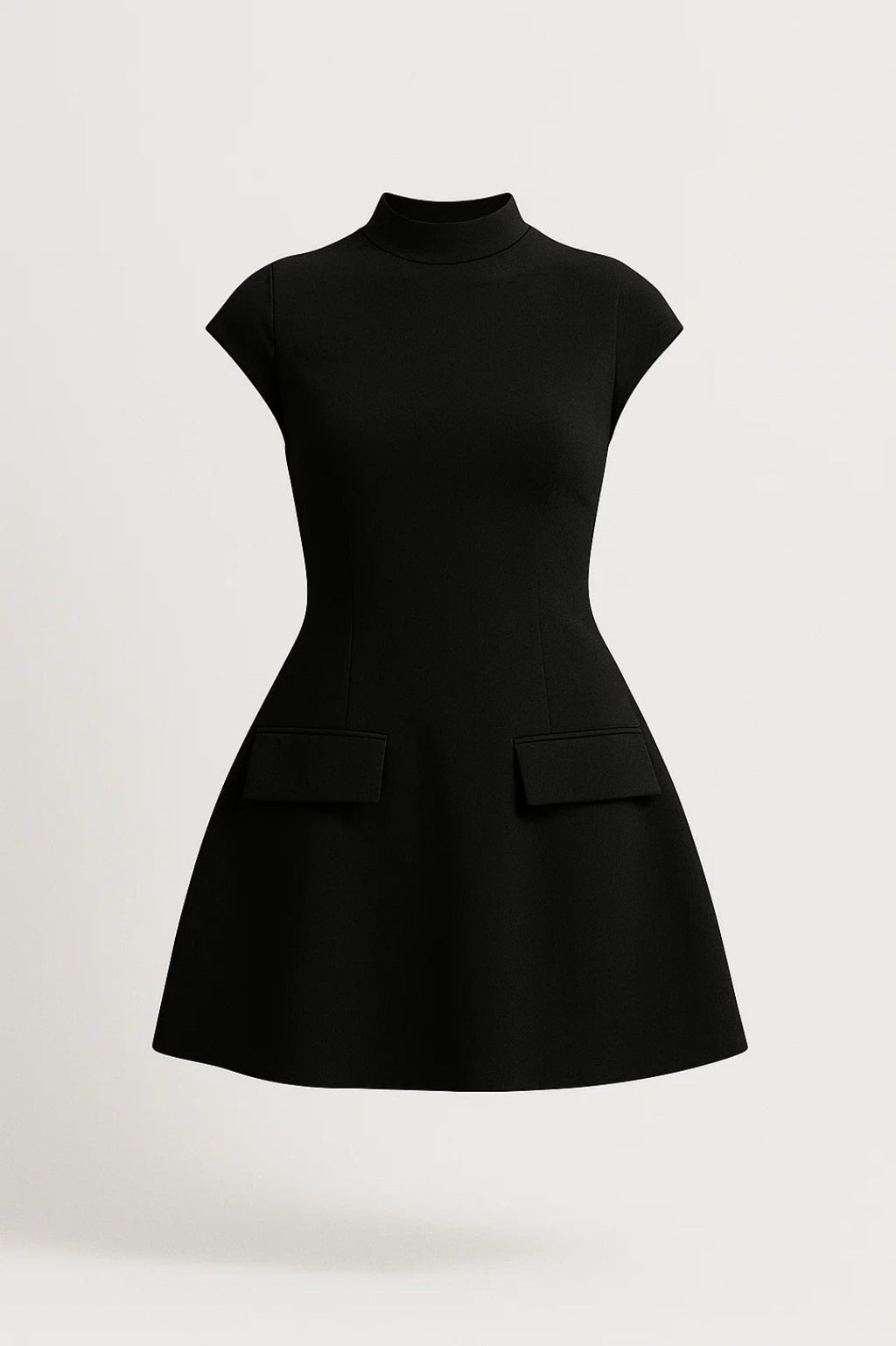 Elegantes Kurzkleid | Figurbetonter Schnitt mit Stehkragen – Müheloser Stil