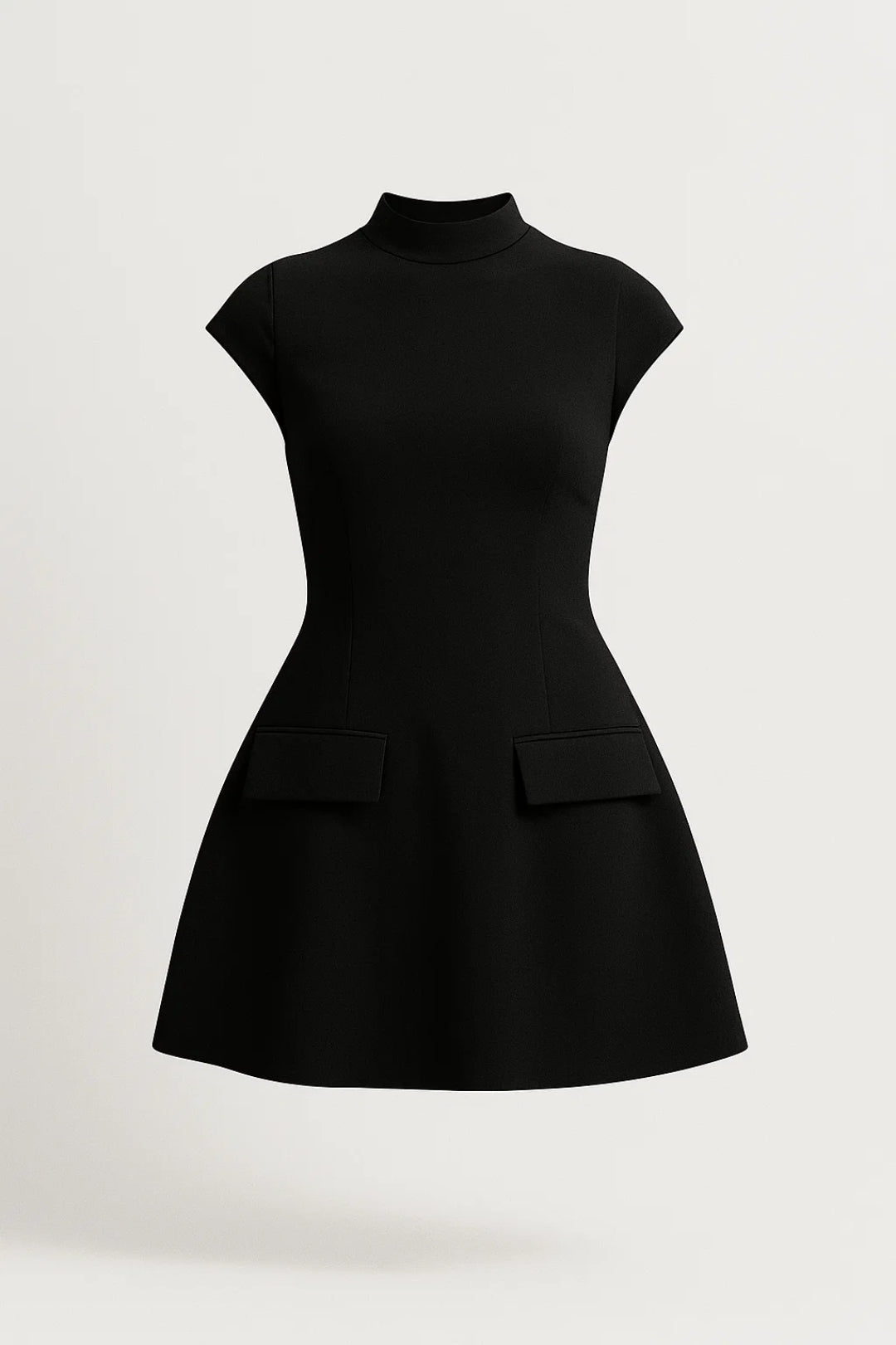 Elegantes Kurzkleid | Figurbetonter Schnitt mit Stehkragen – Müheloser Stil