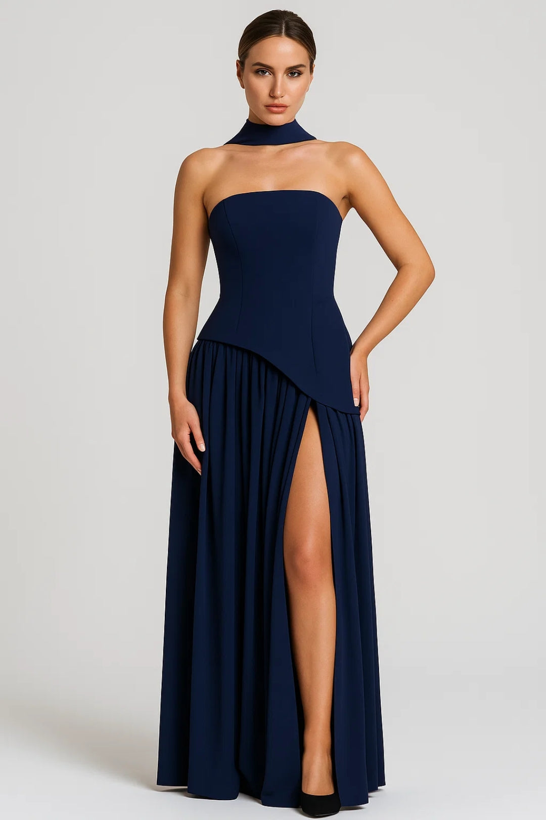 Elegantes Abendkleid – Schulterfrei mit verführerischem Beinschlitz