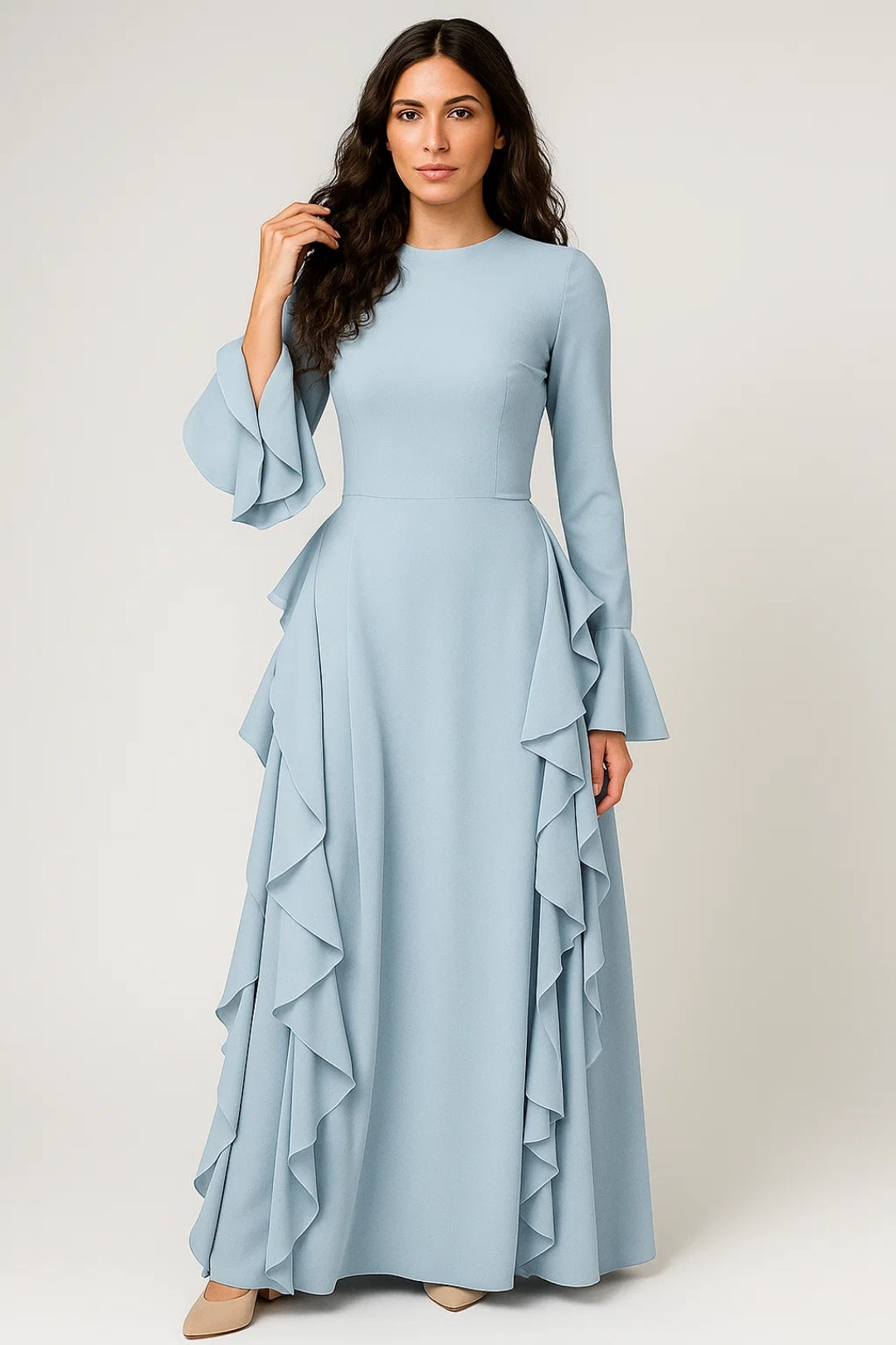 Elegantes Maxikleid | Müheloser Stil mit Volants | Zeitlose Raffinesse