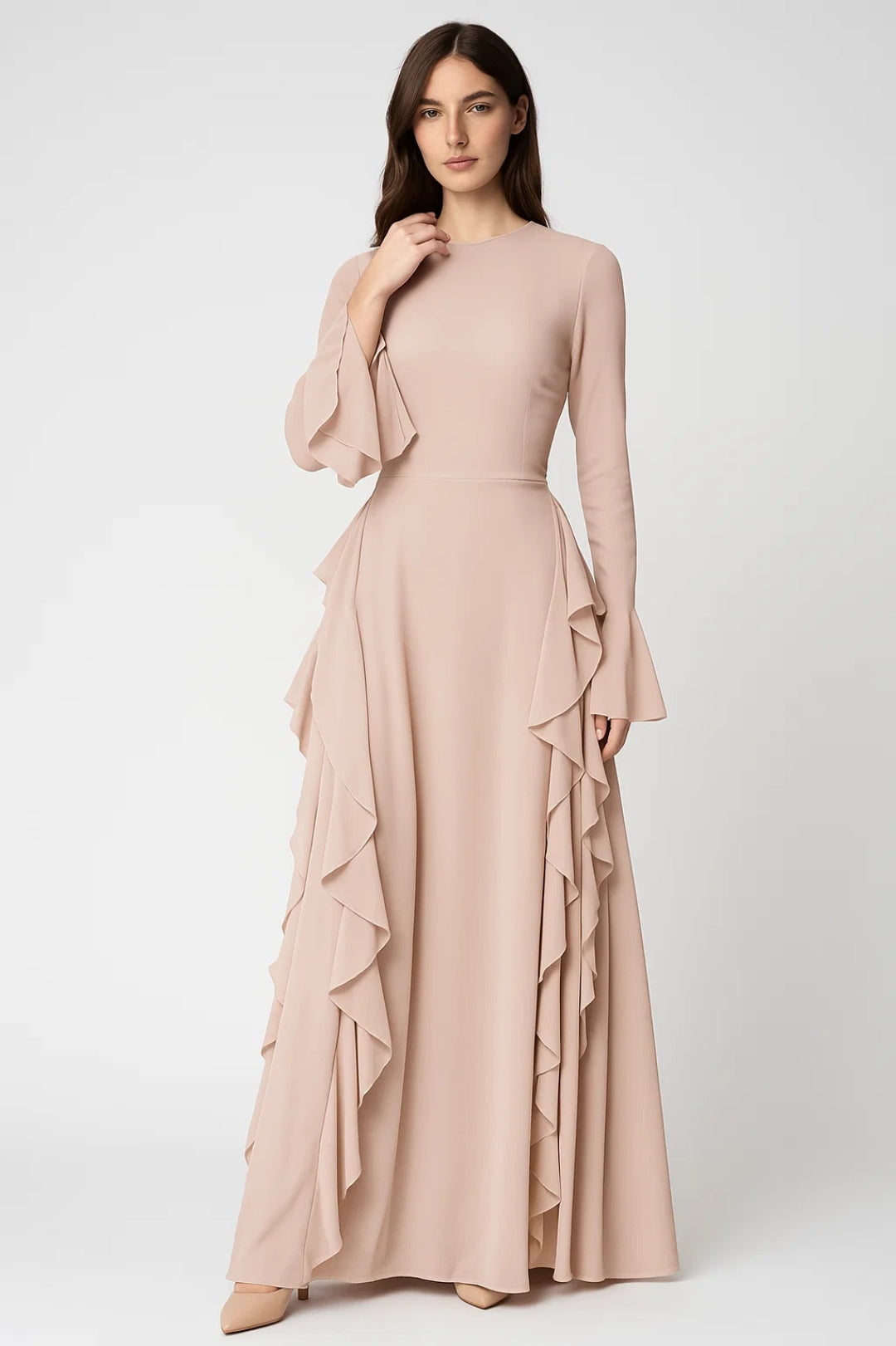 Elegantes Maxikleid | Müheloser Stil mit Volants | Zeitlose Raffinesse