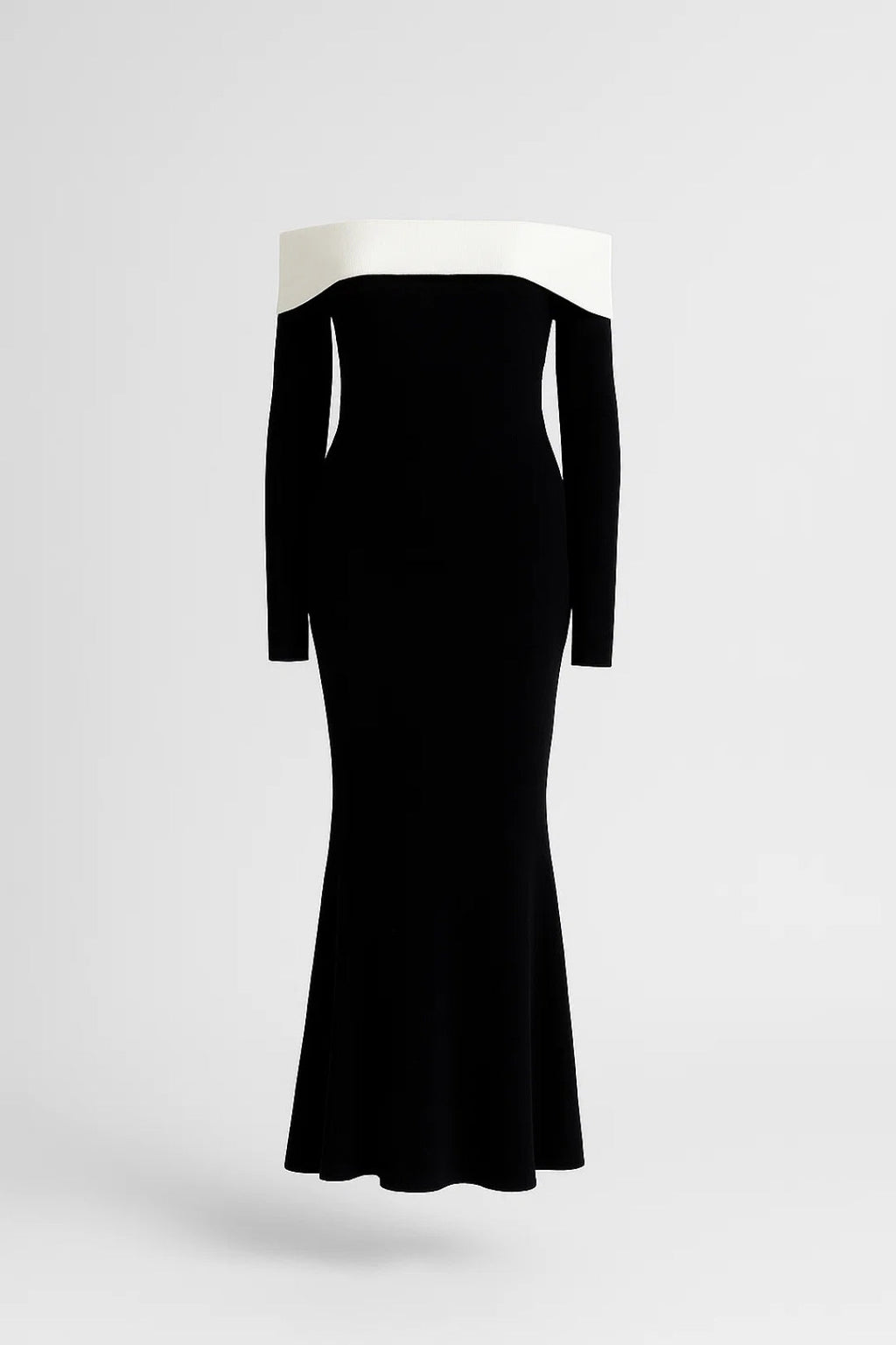 Elegantes Schulterfreies Kleid | Kontrastdetails für Klassische Abendmode