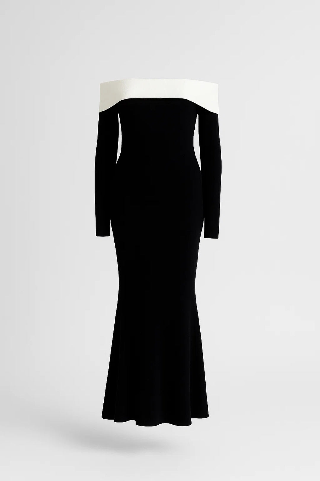 Elegantes Schulterfreies Kleid | Kontrastdetails für Klassische Abendmode