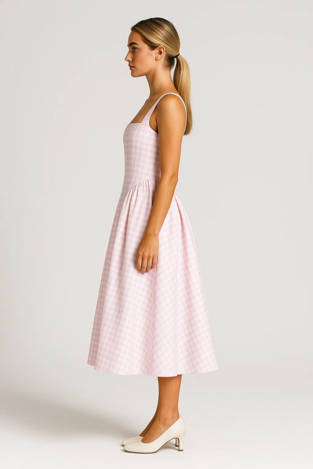 Elegantes Langes Kleid | Gemütlicher Trägerstil | Kariertes Design