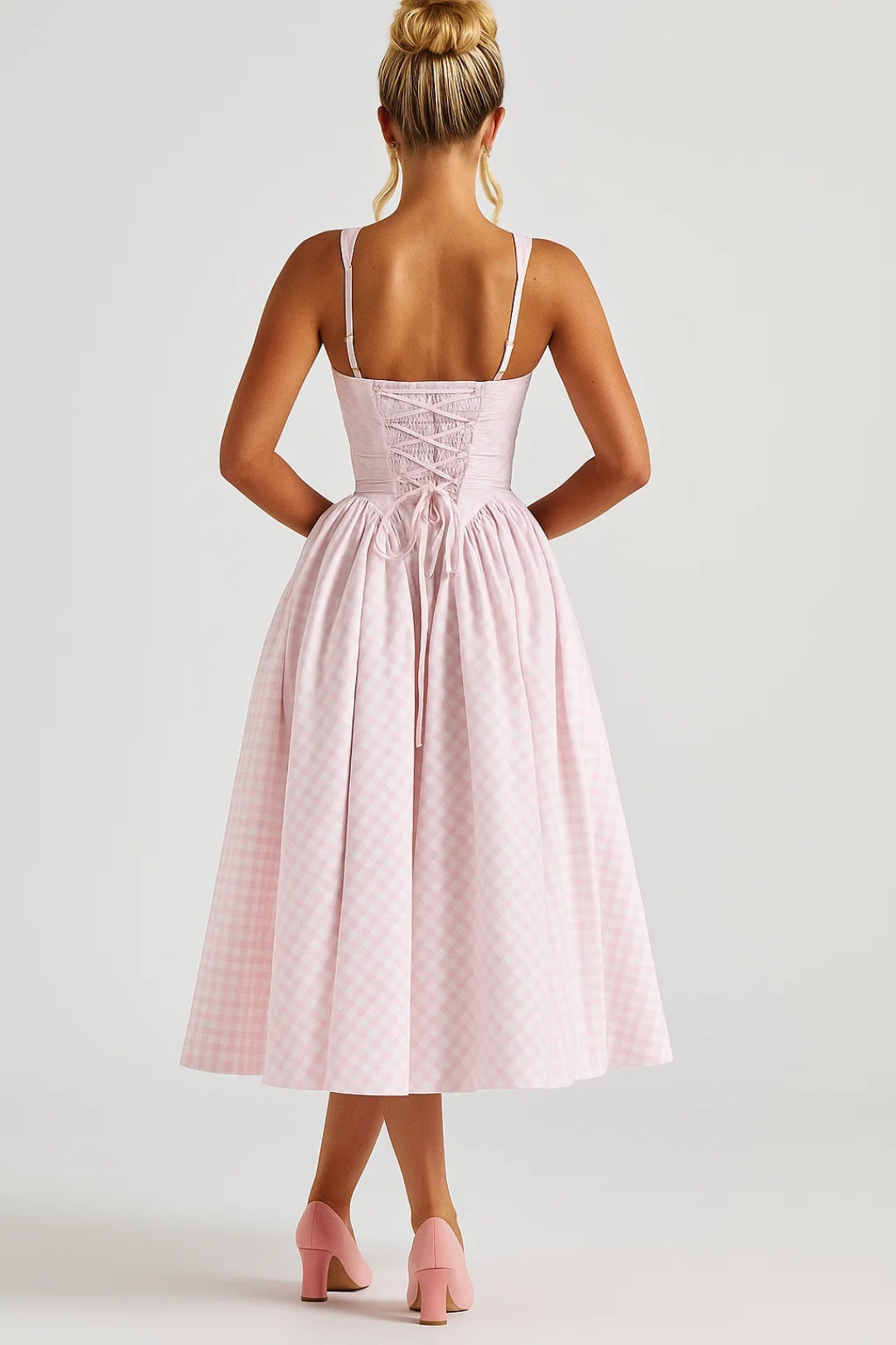 Elegantes Langes Kleid | Gemütlicher Trägerstil | Kariertes Design