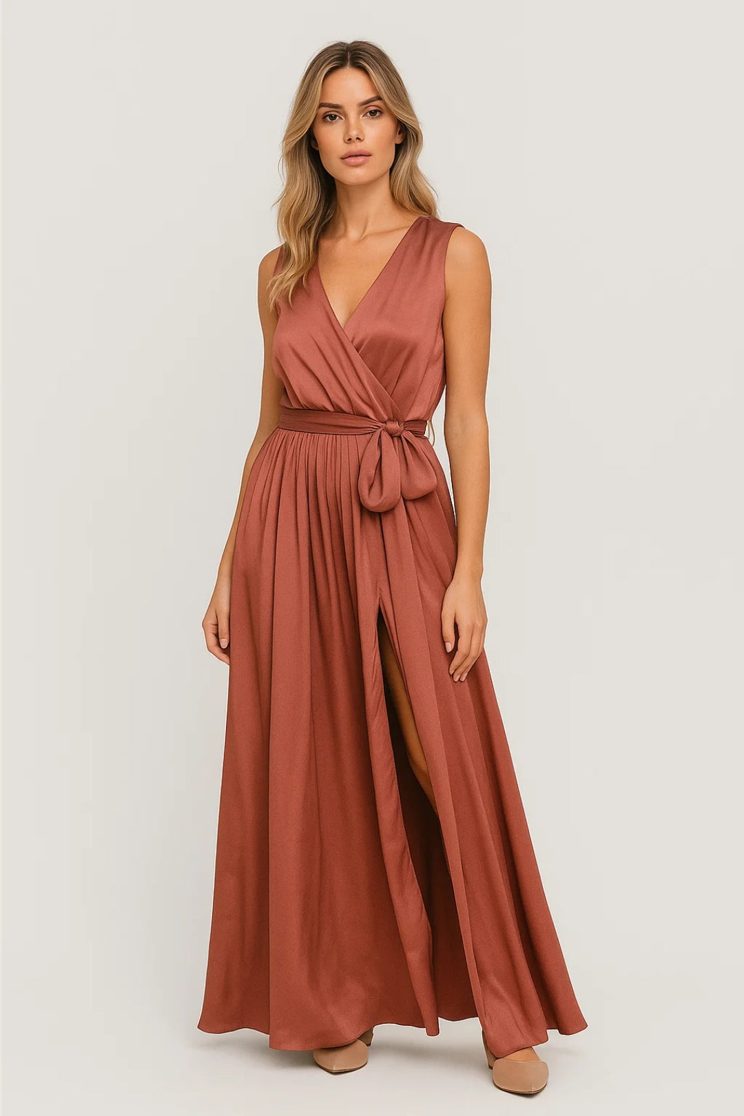 Elegantes Wickelkleid mit Schlitz – Mühelos raffinierter Stil für besondere Anlässe