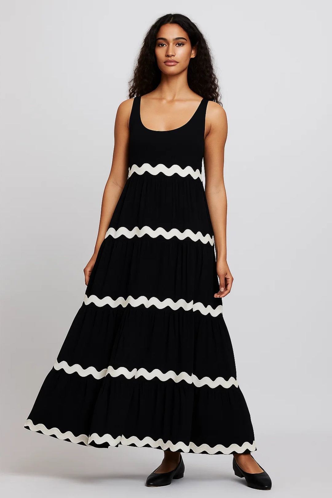 Elegantes Langes Kleid | Ärmellos mit Wellenmuster – Für jeden Anlass