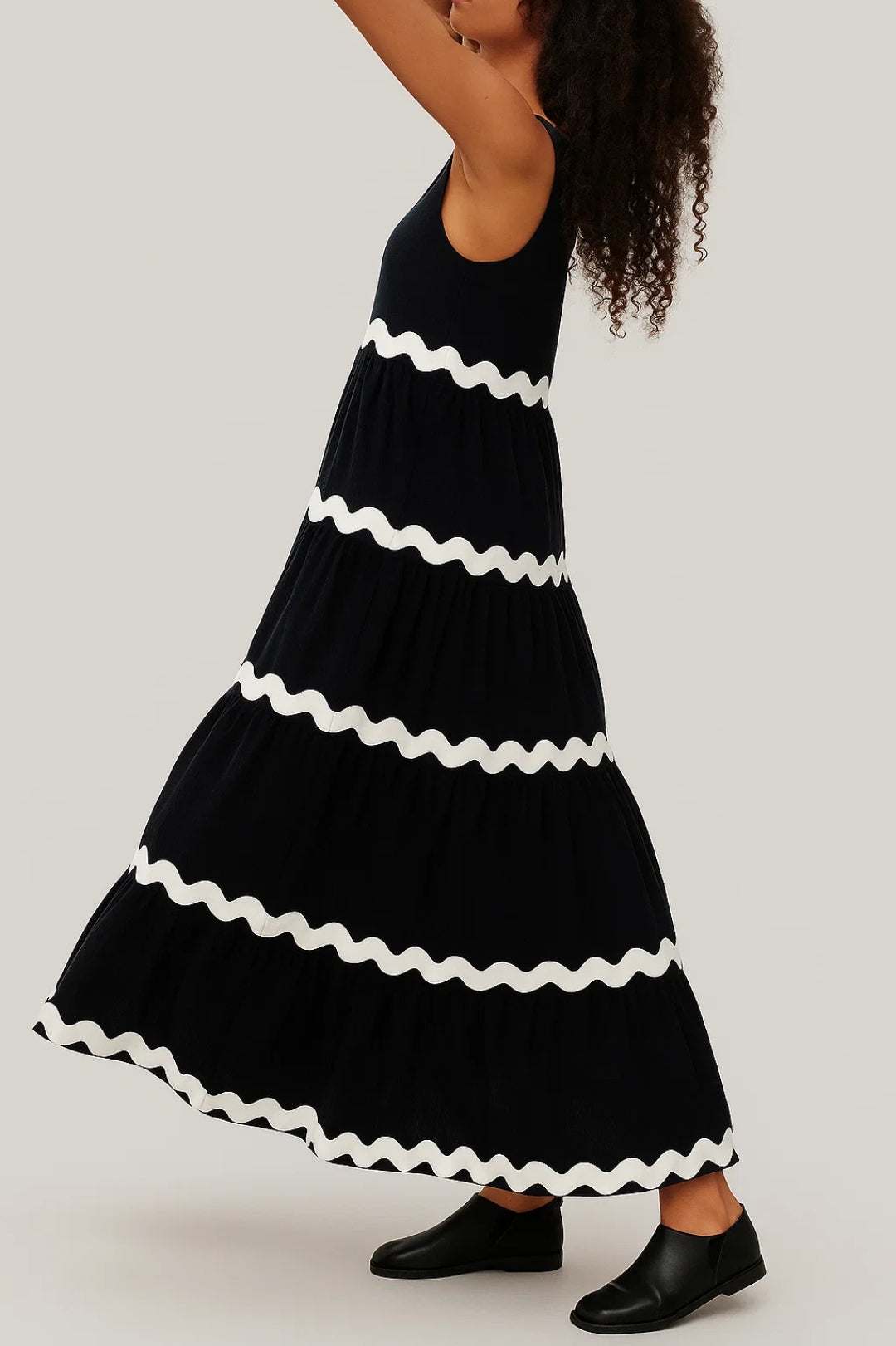 Elegantes Langes Kleid | Ärmellos mit Wellenmuster – Für jeden Anlass