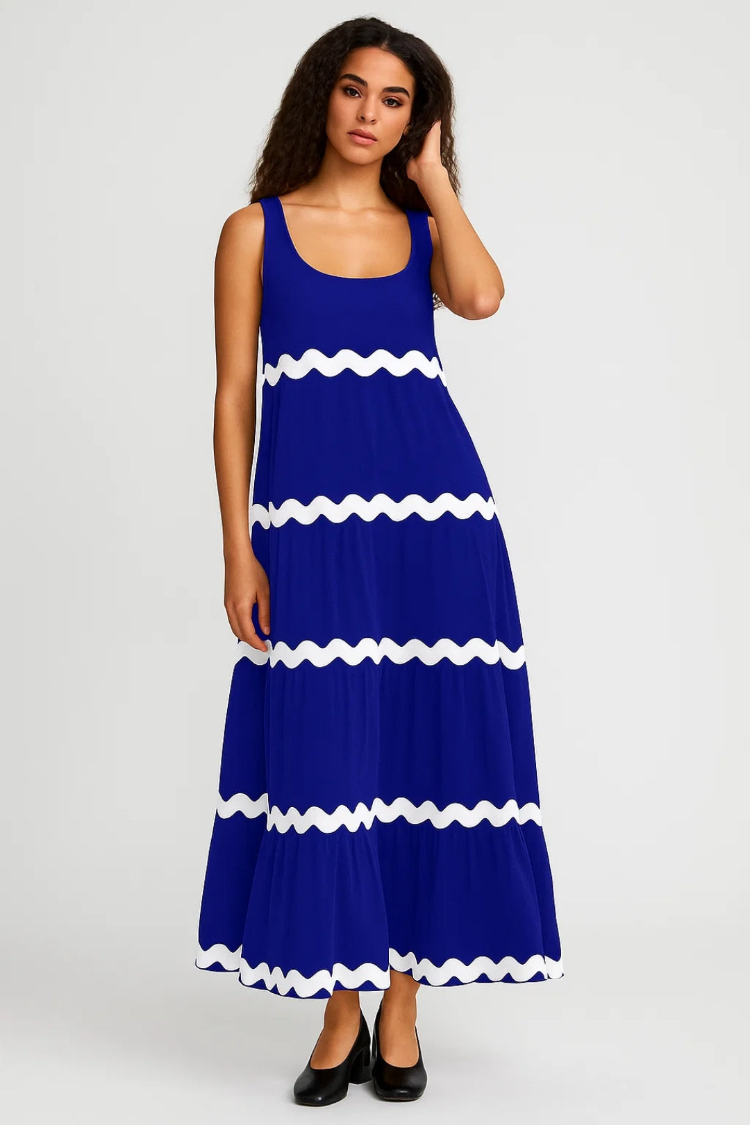 Elegantes Langes Kleid | Ärmellos mit Wellenmuster – Für jeden Anlass