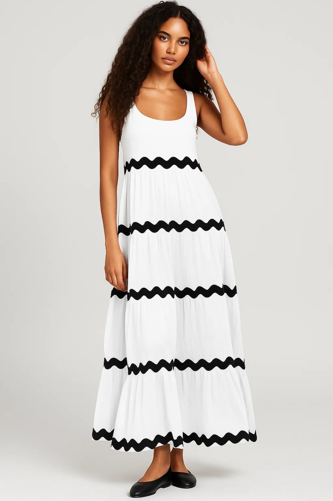 Elegantes Langes Kleid | Ärmellos mit Wellenmuster – Für jeden Anlass