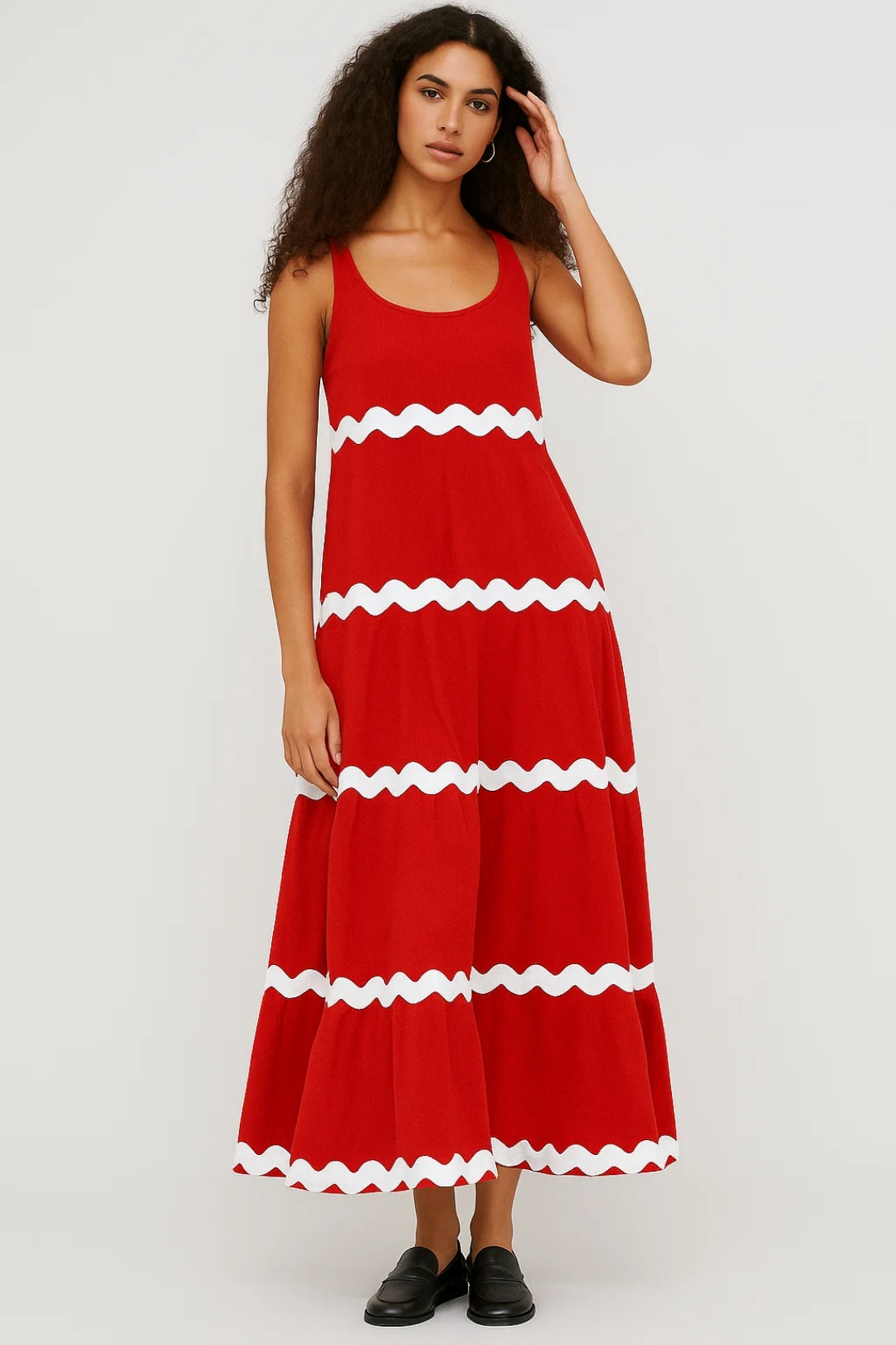 Elegantes Langes Kleid | Ärmellos mit Wellenmuster – Für jeden Anlass