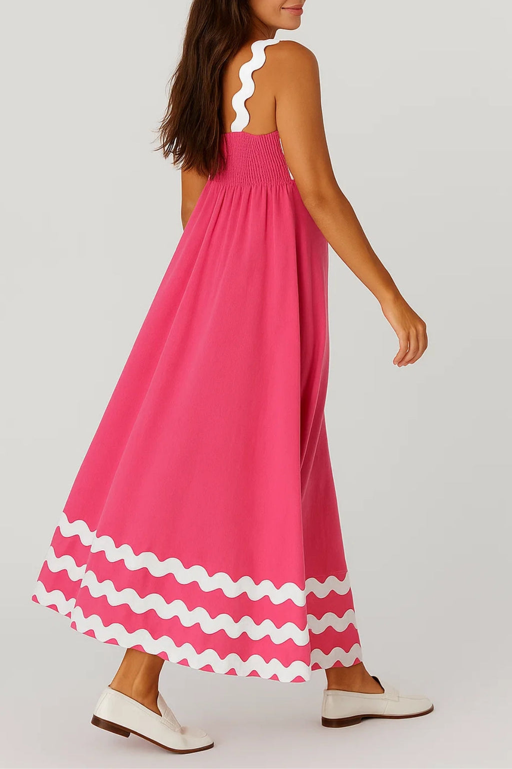 Verspieltes Maxi Kleid | Breite Träger mit Zierborten für Sommer-Style