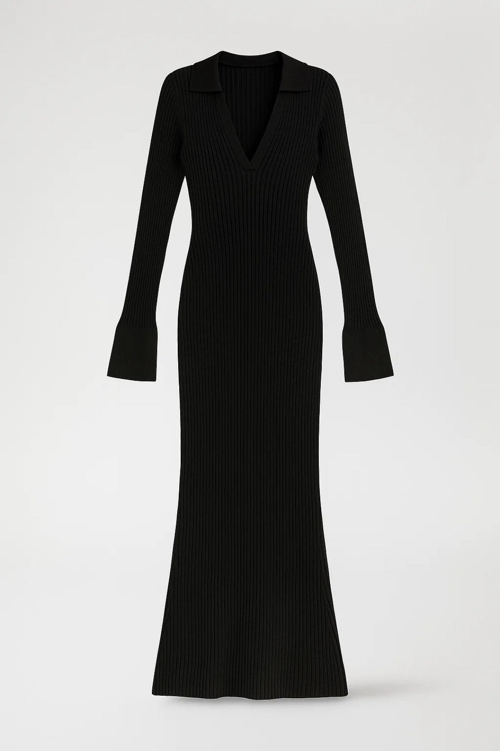 Elegantes Maxi Kleid – Langarm mit Kragen für mühelosen Stil