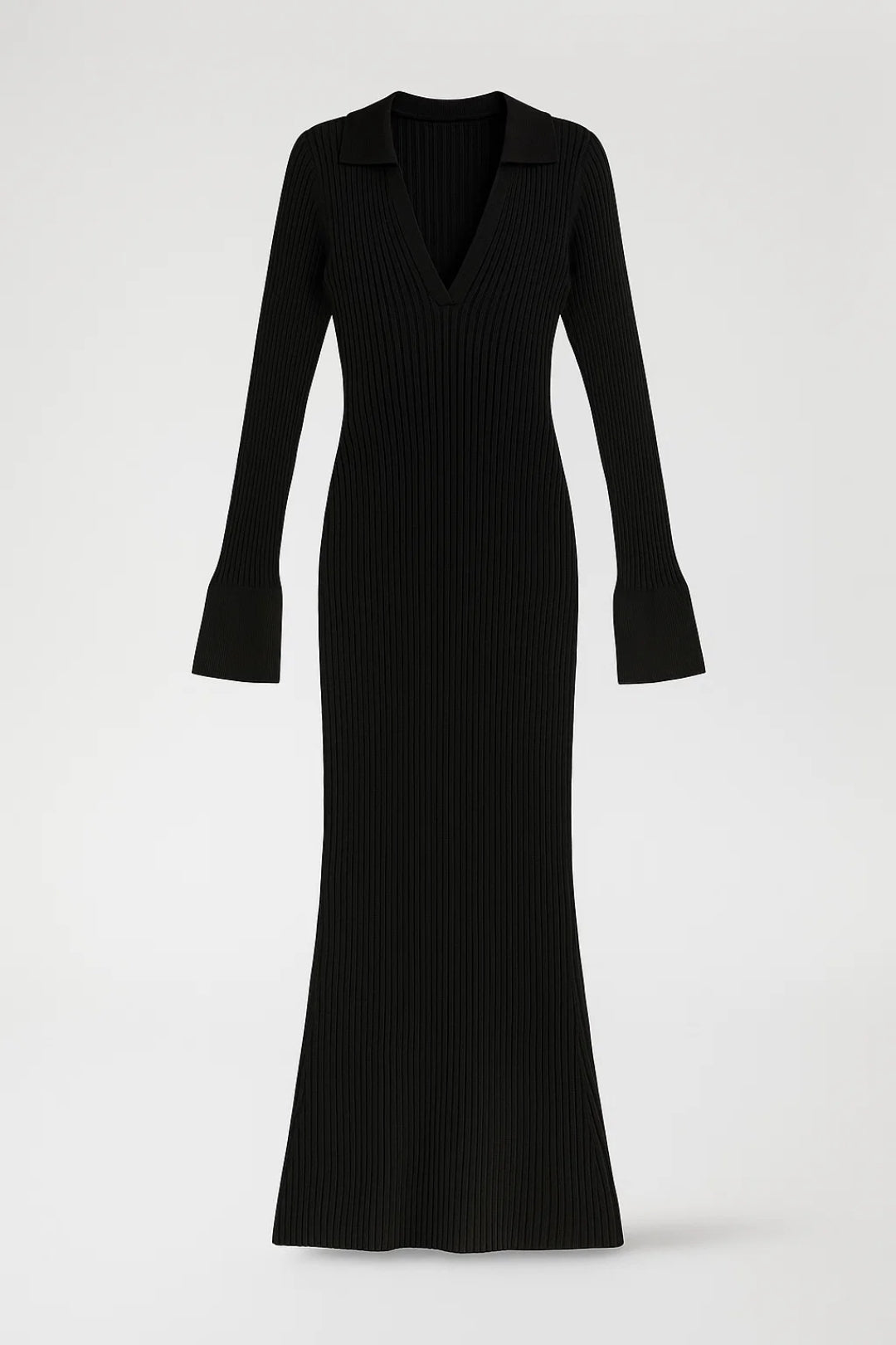 Elegantes Maxi Kleid – Langarm mit Kragen für mühelosen Stil