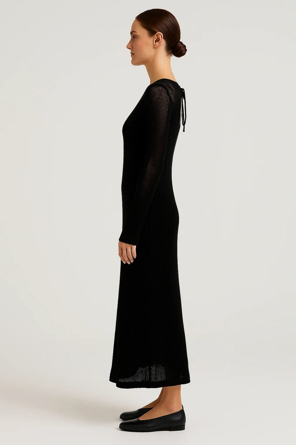 Elegantes Maxi Kleid | Langarm mit Strukturmuster – Mühelos stilvoll