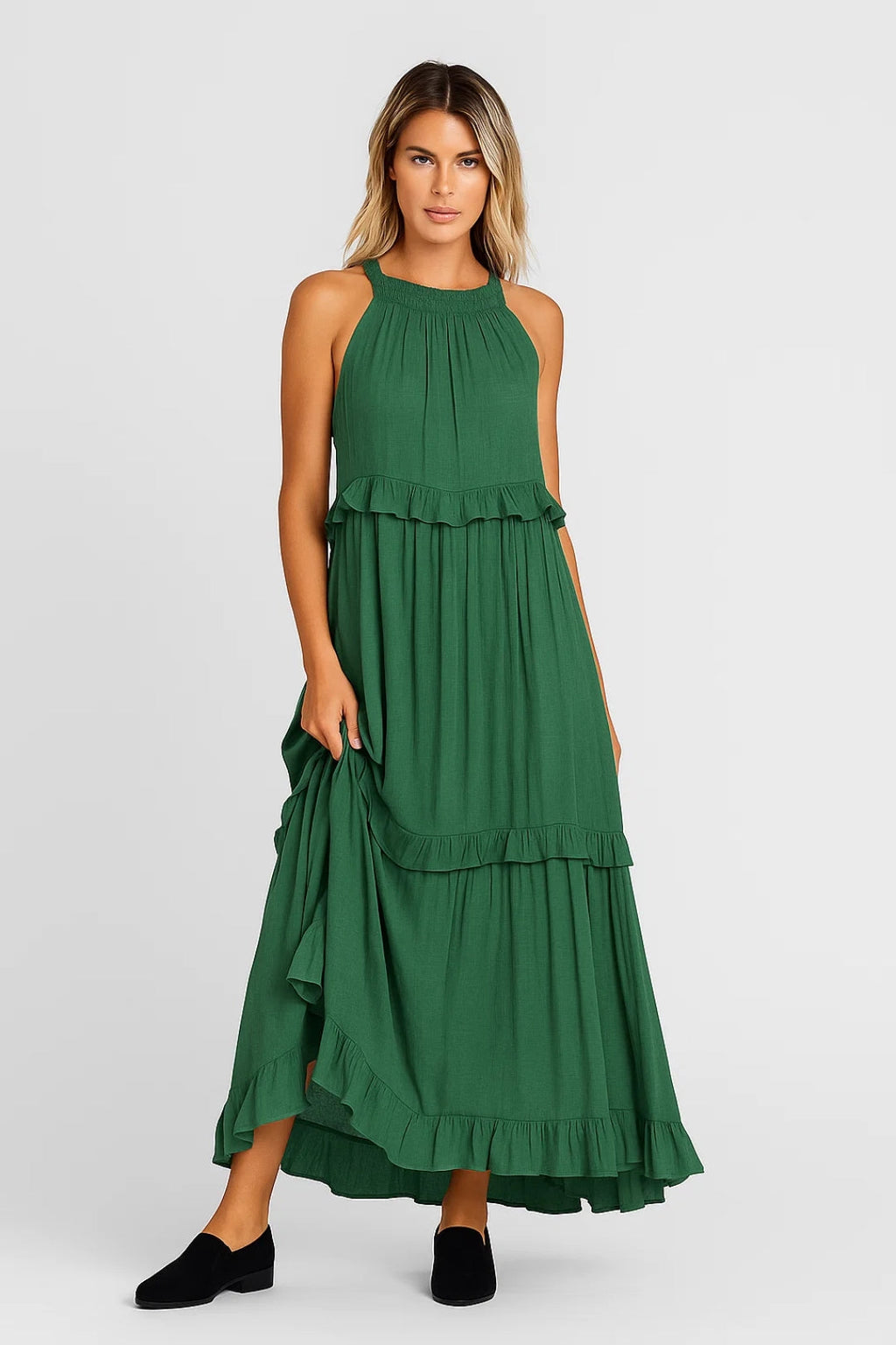 Elegantes Maxikleid | Weit fallend mit Volants – Perfekt für den Sommer