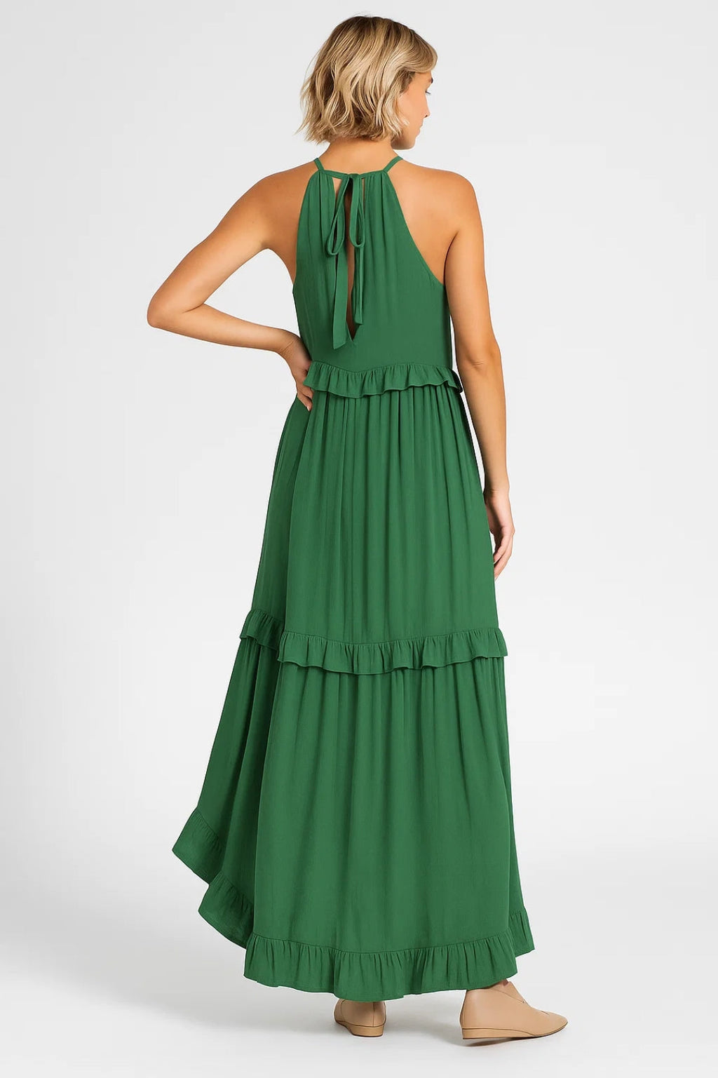 Elegantes Maxikleid | Weit fallend mit Volants – Perfekt für den Sommer