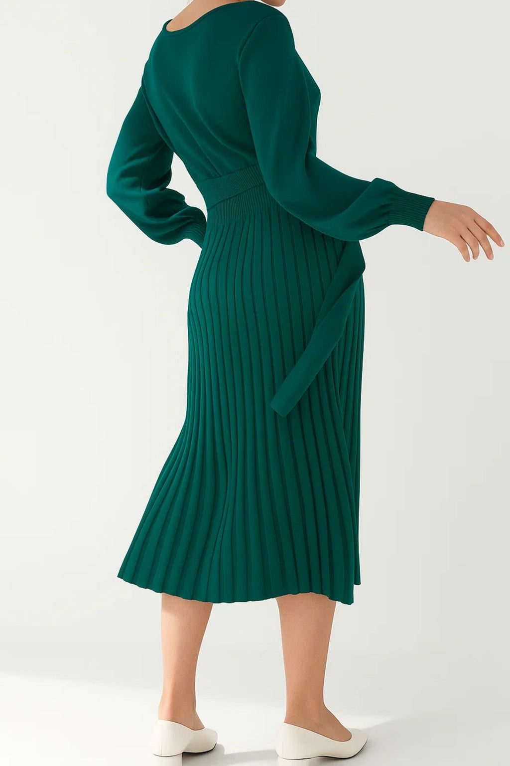 Elegantes Midi Kleid | Langarm & Faltenrock – Mühelos stilvoll für jeden Anlass