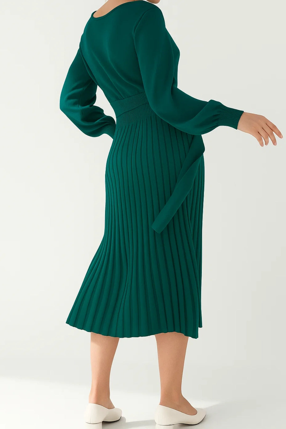 Elegantes Midi Kleid | Langarm & Faltenrock – Mühelos stilvoll für jeden Anlass