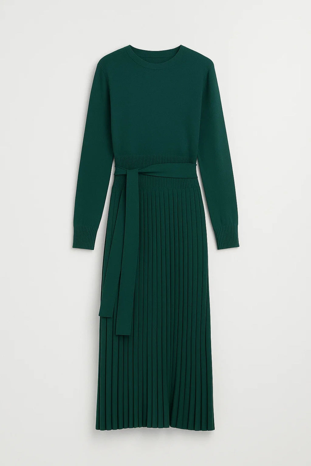 Elegantes Midi Kleid | Langarm & Faltenrock – Mühelos stilvoll für jeden Anlass