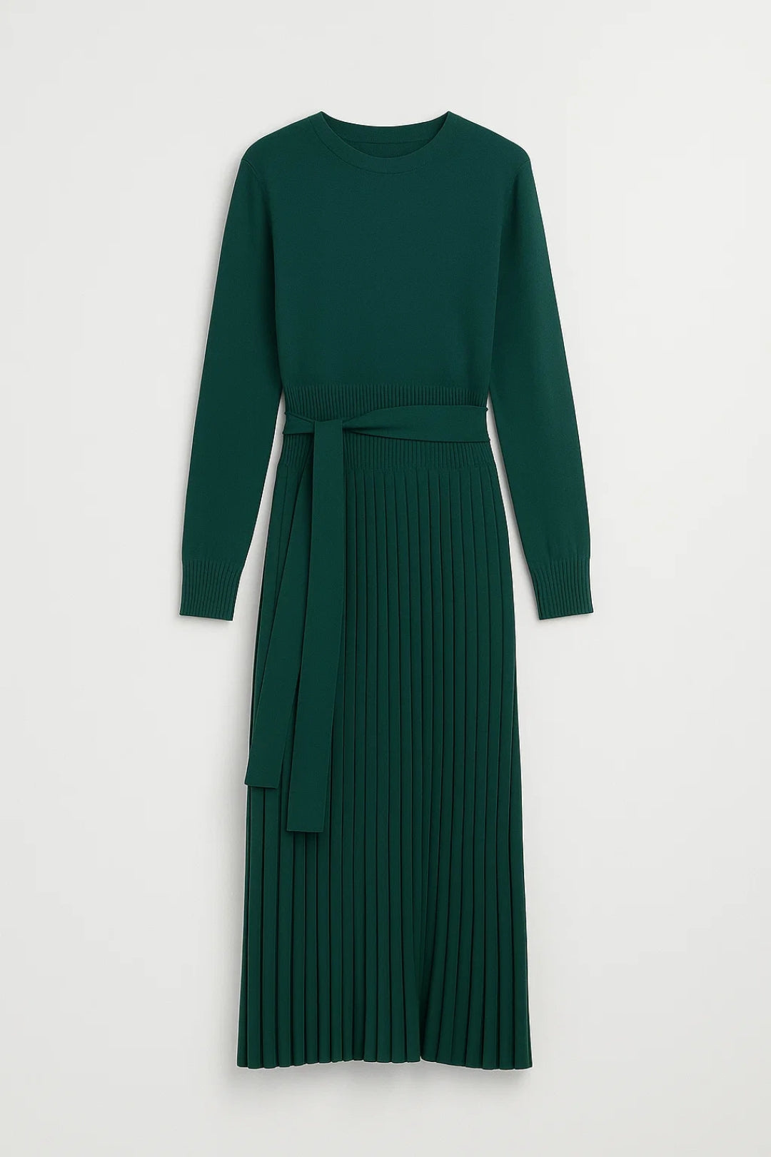 Elegantes Midi Kleid | Langarm & Faltenrock – Mühelos stilvoll für jeden Anlass