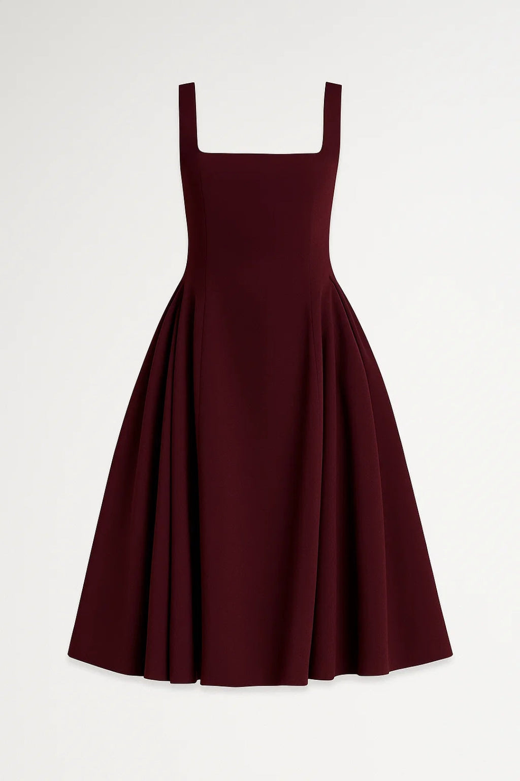 Elegantes Midikleid – Breite Träger & Ausgestellter Rock für Stilvolle Anlässe