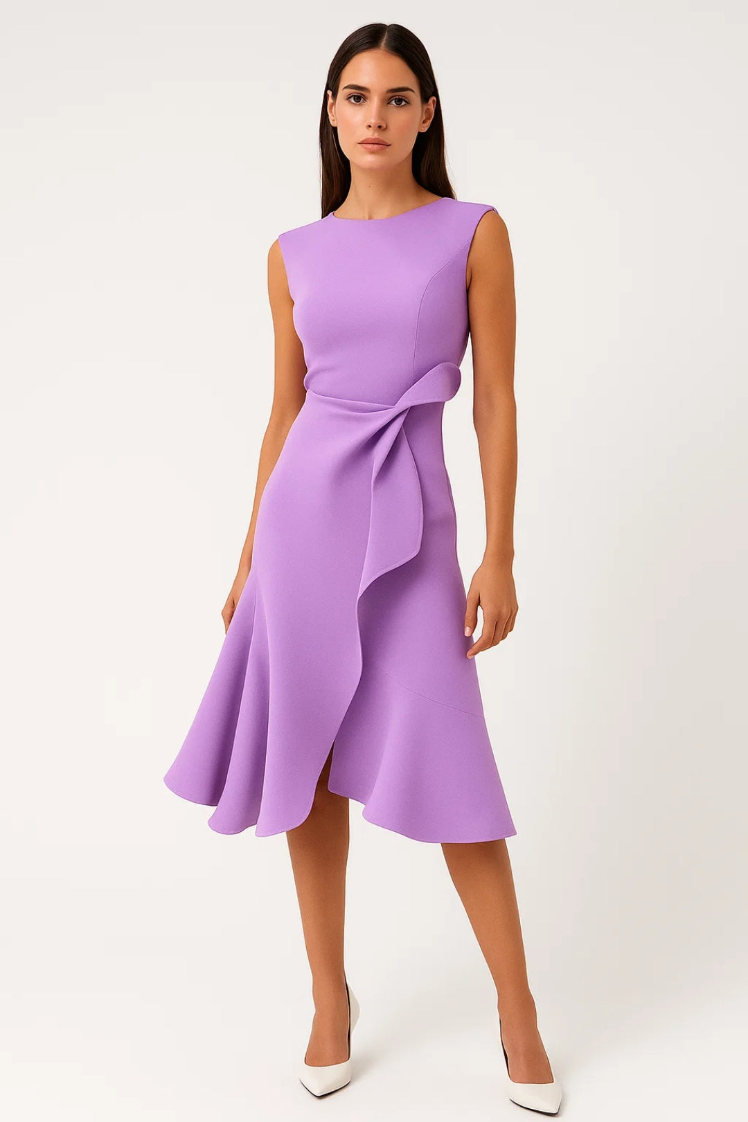 Elegantes Midikleid | Femininer Schnitt mit Volant – Zeitloser Stil