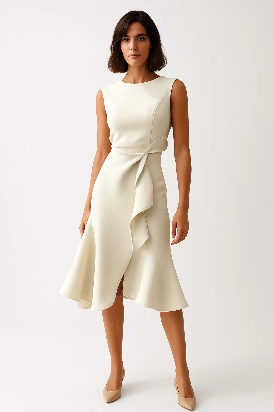 Elegantes Midikleid | Femininer Schnitt mit Volant – Zeitloser Stil