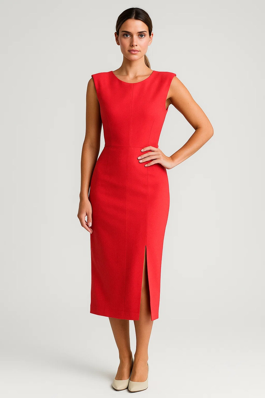 Elegantes Midikleid | Gerader Schnitt mit Schlitz für mühelosen Stil