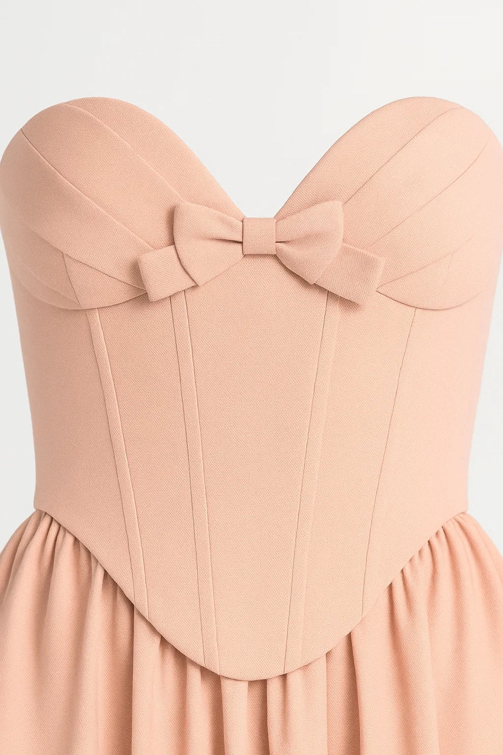 Elegantes Midikleid – Schulterfrei & Taillenbetont mit Schleifendetail