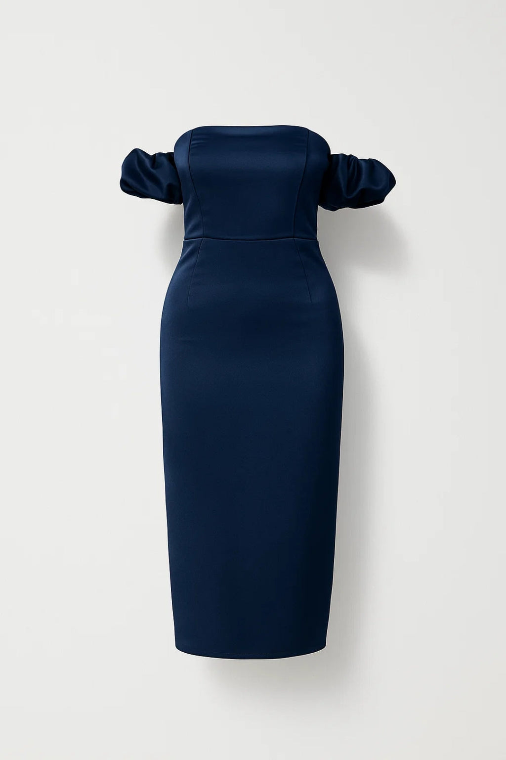 Schulterfreies Midikleid – Elegante Raffinesse mit Puffärmeln