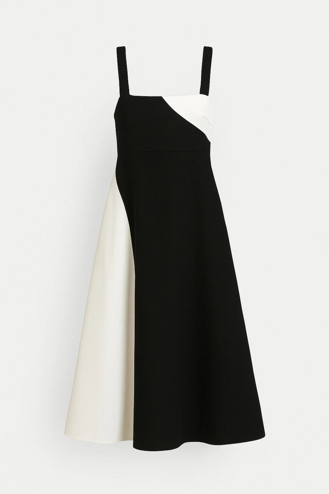 Elegantes Midikleid mit Trägern | Zweifarbiger Kontrast für Ausdrucksstärke