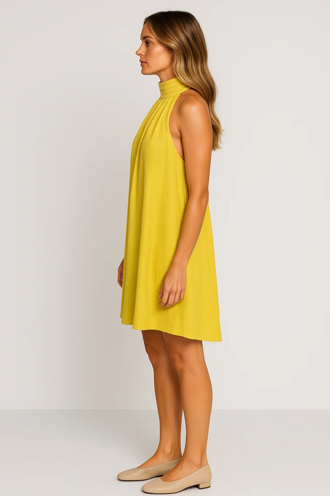 Elegantes Mini Kleid | Hochgeschlossen mit Drapierung – Sommerliche Raffinesse