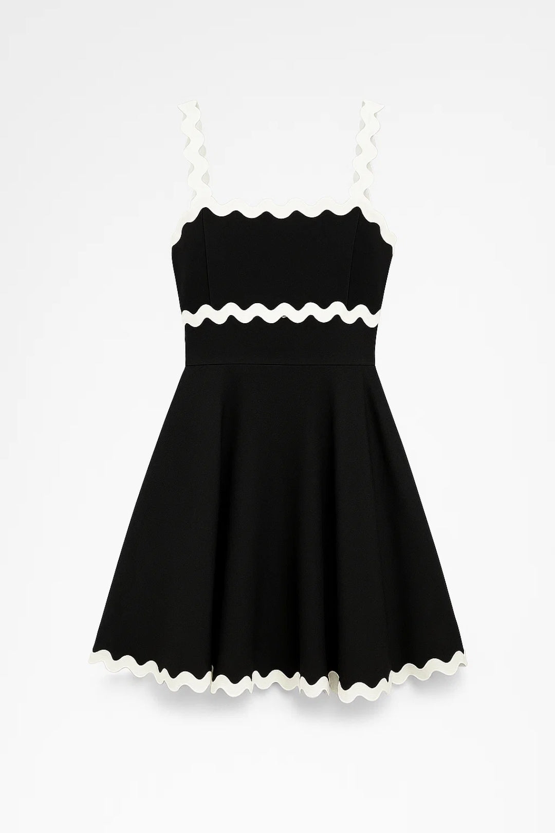 Verspieltes Mini Kleid | Elegante Träger mit Zierborten | Mühelos Chic