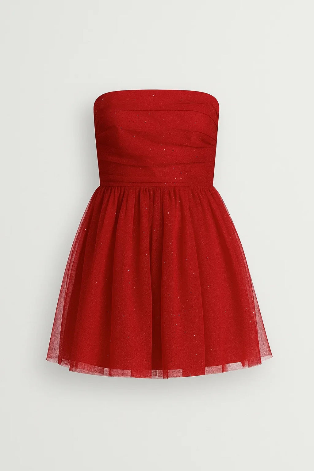 Schulterfreies Minikleid – Verspielt-elegant mit Glanzoptik für besondere Anlässe