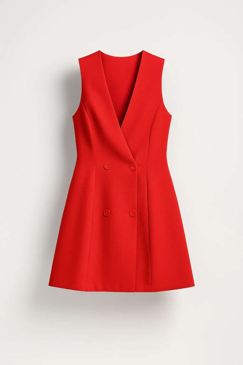 Elegantes Minikleid ohne Ärmel – Zweireihiger Blazerstil für Selbstbewusste