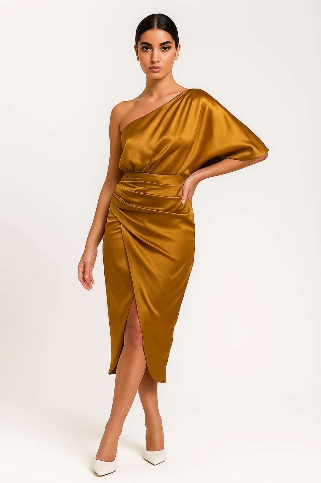 Elegantes One-Shoulder Kleid – Festliche Wickeloptik für besondere Anlässe
