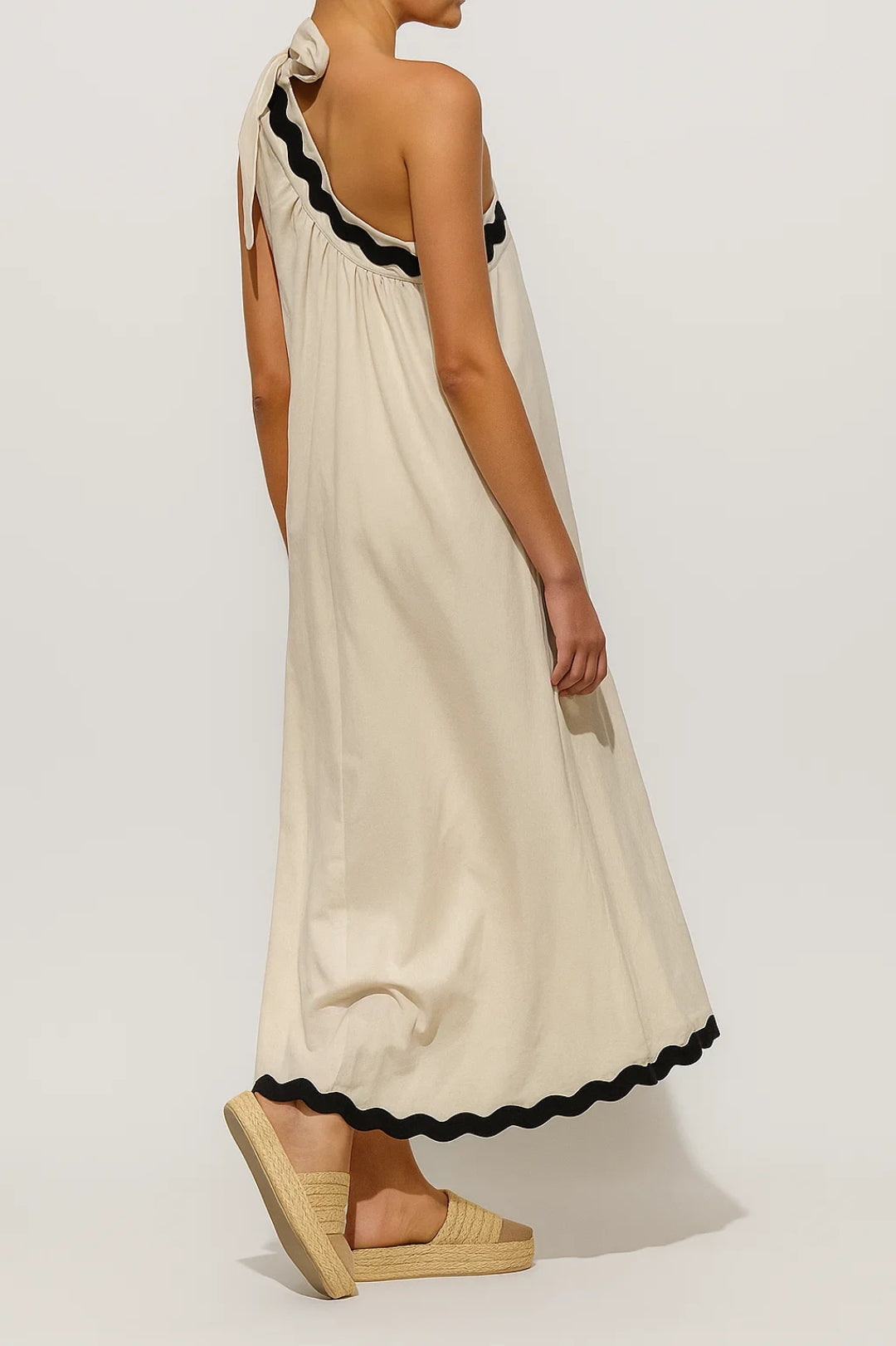 Elegantes One-Shoulder Midikleid | Mühelos Sommerlich mit Wellenkante